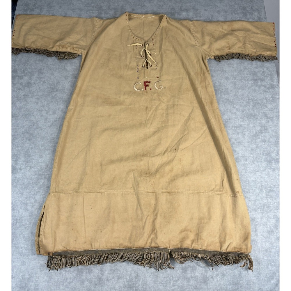 Vintage Handmade Camp Ceremonial Dress Fringe Embroidered CFG Folk Costume